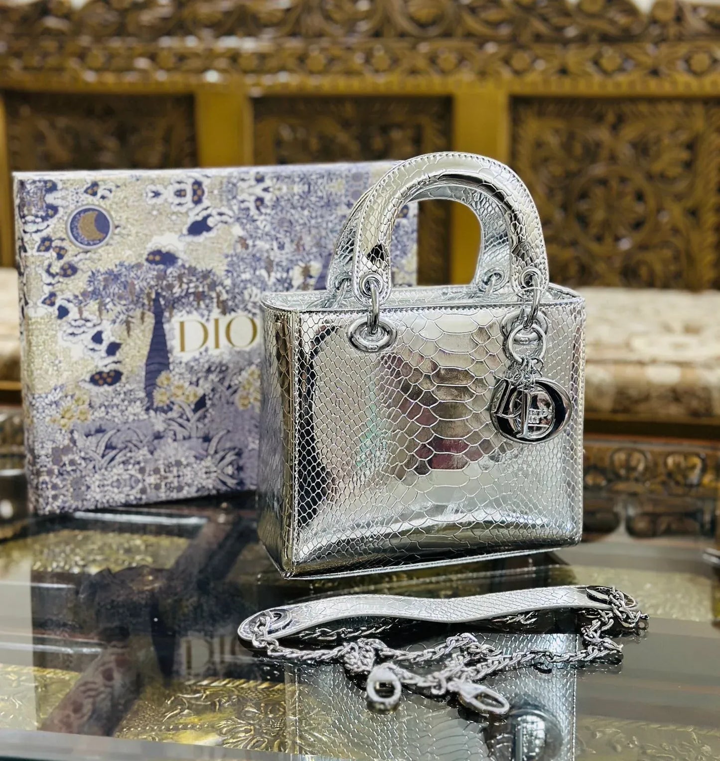 The Item Shown Is a Lady Dior Handbag With a Python Finish PO13