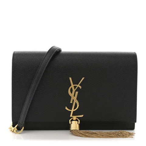 Saint Laurent Kate Medium Tassel YSL Wallet on Chain in Grained PO08